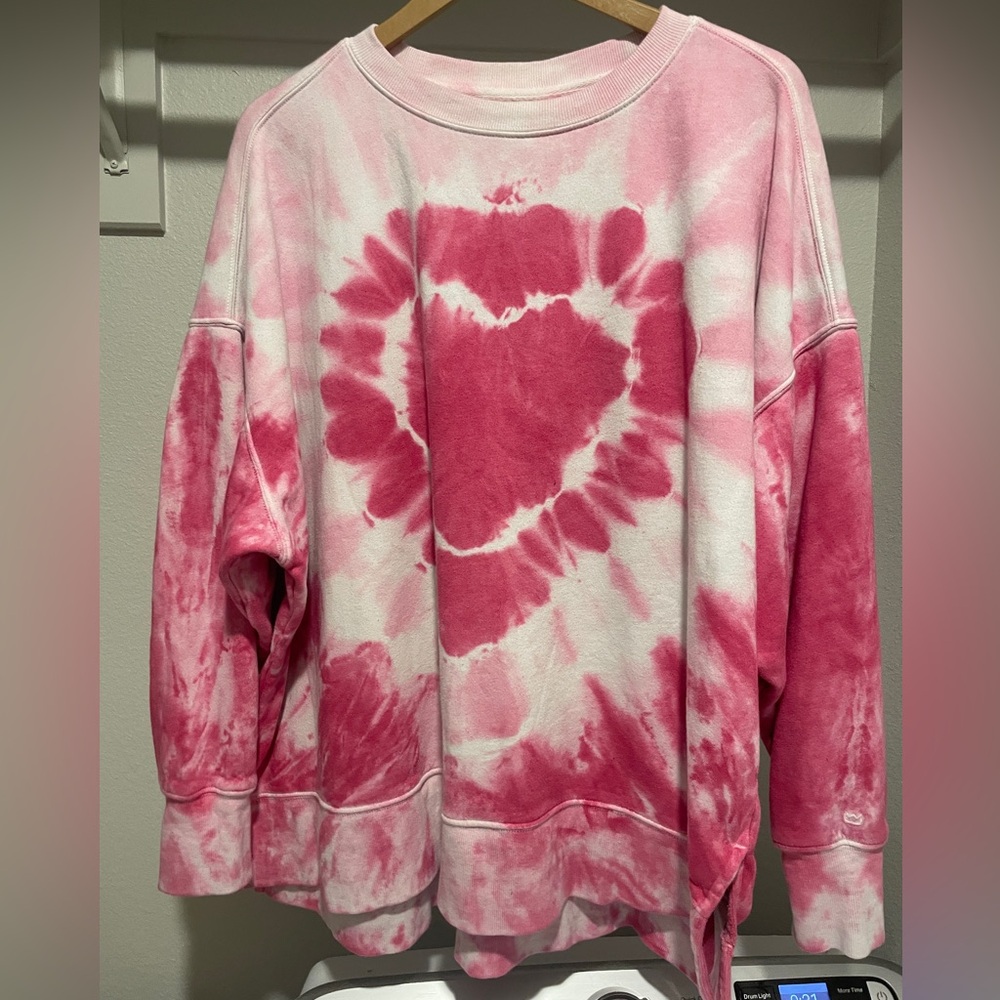 Vibrant Pink Tie-Dye Women's Crew Neck Oversized Sweater